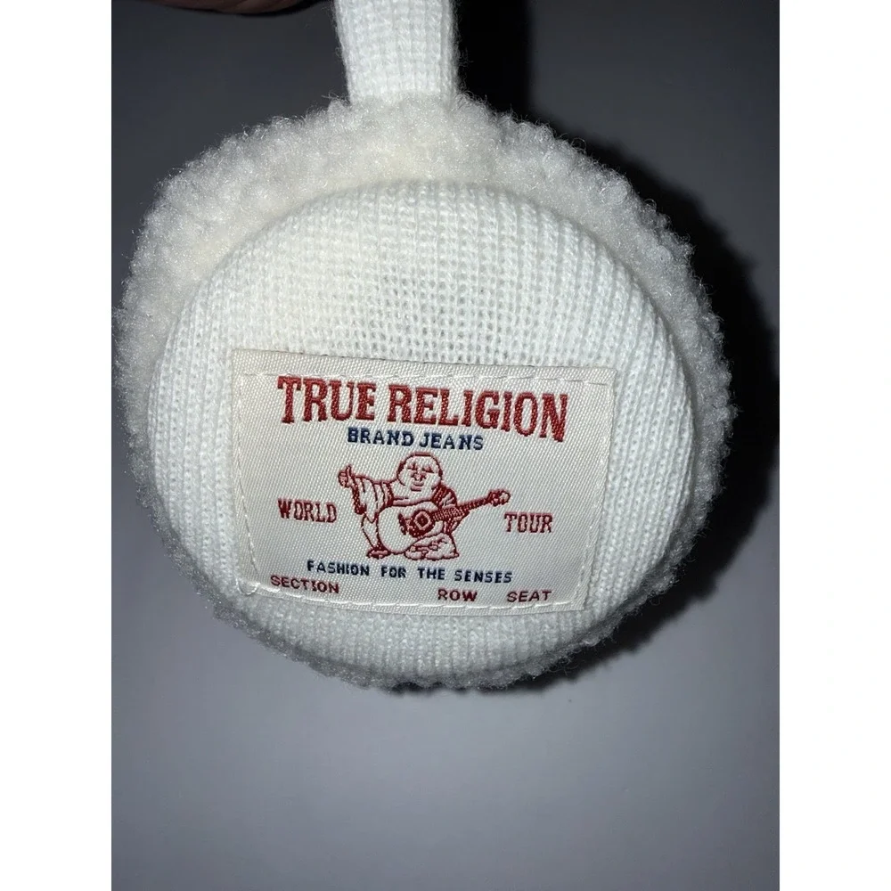 True Religion Ivory Knit Sherpa Earmuffs Warm Winter One Size Snow Cold NWT